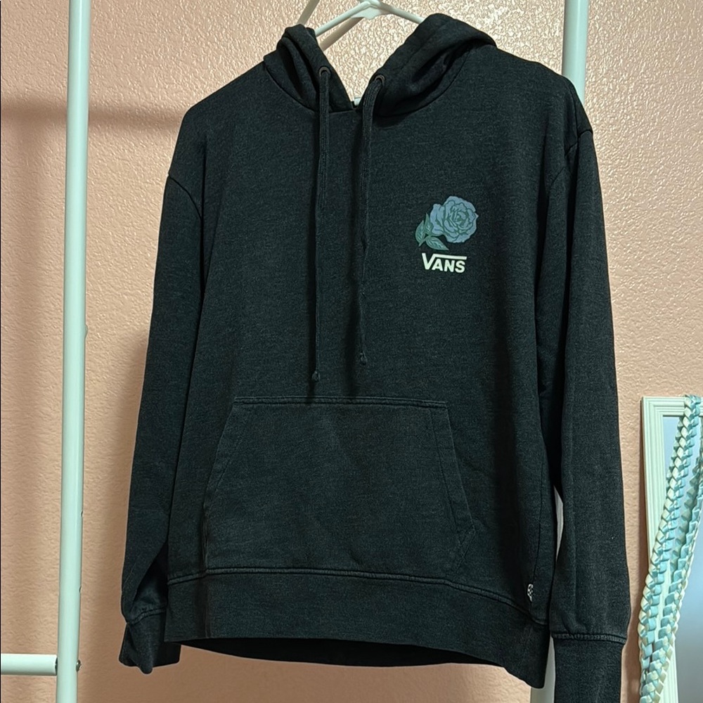 Vans Charcoal Hoodie with Floral Detail
